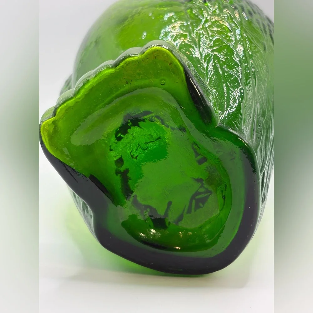 Vintage Green Art Glass Owl Figure Pitcher / Vase, Cottagecore Whimsigoth Decor